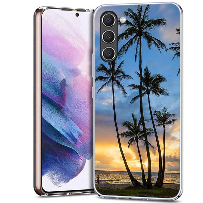 Summer Beach Scene at Sunset on sea Palm Tree Phone Case for Samsung A16 A17 A26 A36 A37 A56 A57 A12 A22 A32 A52S A07 A06 A02S A