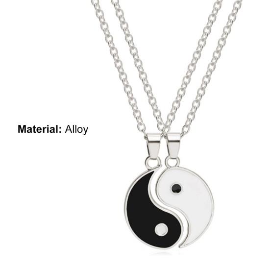 2 Pcs/Set Necklace Tai Chi Chain Stainless Memorial Couple Pendents for