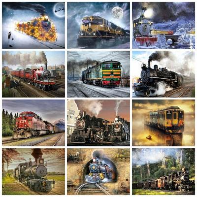 Poster da Parete Pittura Diamante Treno Punto Croce Ricamo Diamante Paesaggio Decorazione Soggiorno