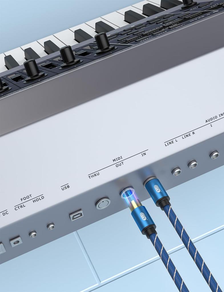 EMK 5-Pin MIDI-Kabel, DIN-Stecker auf Stecker, zum Verbinden von Synthesizern, Orgeln, E-Pianos, MIDI-Gitarren und mehr (3m)