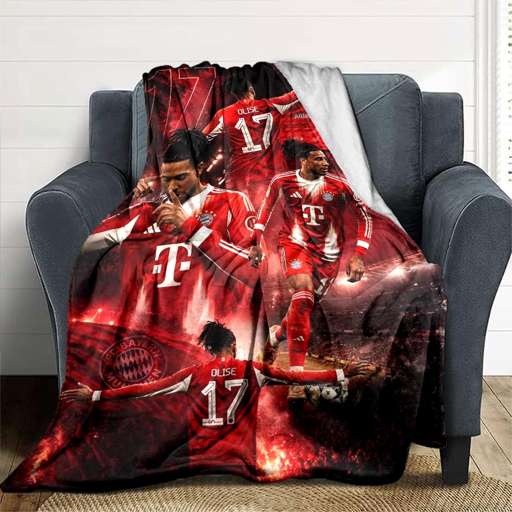 Michael Olise Bayern München Nr. 17 Fußball Flanell Überwurfdecke, Weiche Warme Sofa Bettdecke, Fußballfan Heimdeko Geschenk für Fans