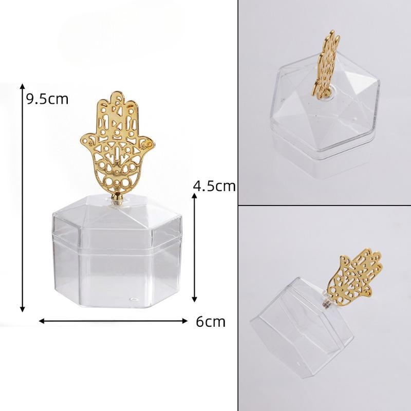 Wedding Candy Box Electroplated Gold Candy Box Transparent Hexagonal Packaging Box Plastic Box