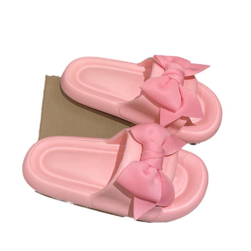 Fashion Cute bow slippers for women summer wear ins trendy beach fairy style high-end thick-soled sandals