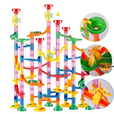 Murmelbahn-Rennstrecke, Bausteine, Kinder, 3D-Labyrinth, Kugelrollen, Spielzeug, DIY Murmelbahn-Rennbahn-Untersetzer-Set, 80/105/109/133 Stück, Weihnachtsgeschenk