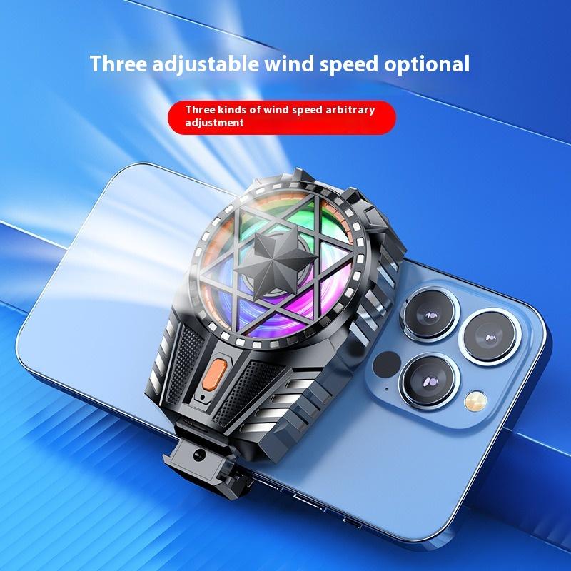 Mobile Phone Radiator with RGB Light Phone Gaming Radiator 3 Speed Adjustable Snap-On Cooling Fan for Outdoor Vlog Mobile Gaming