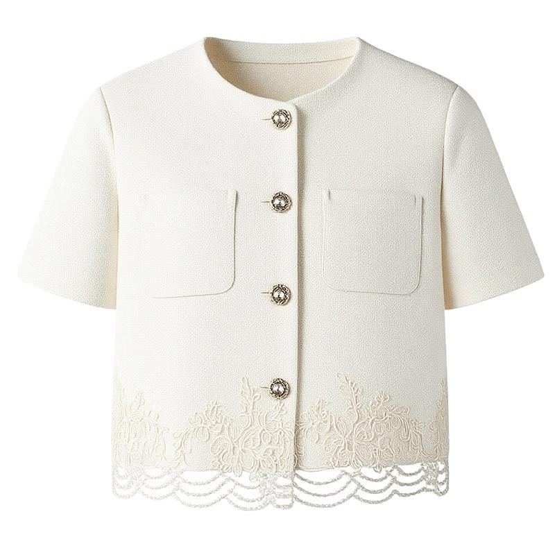 Fashion Lace Embroidered Short Jacket M