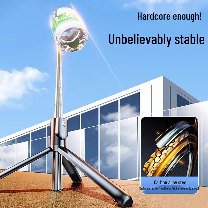 Bluetooth Selfie Stick with Detachable Beauty Light and Umbrella-Style Floor Tripod
