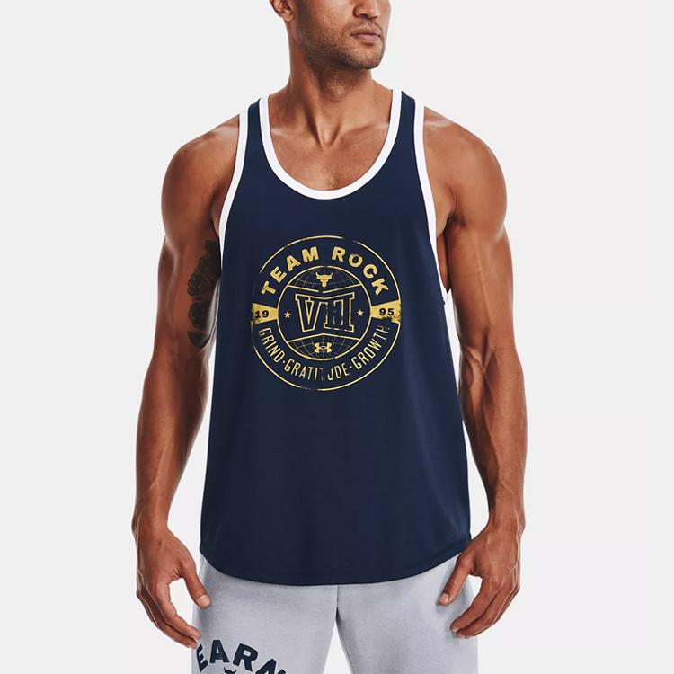 Under Armour Project Rock Blended Loose Fit Tank Top Men Tops Dark-Blue 1370484-408
