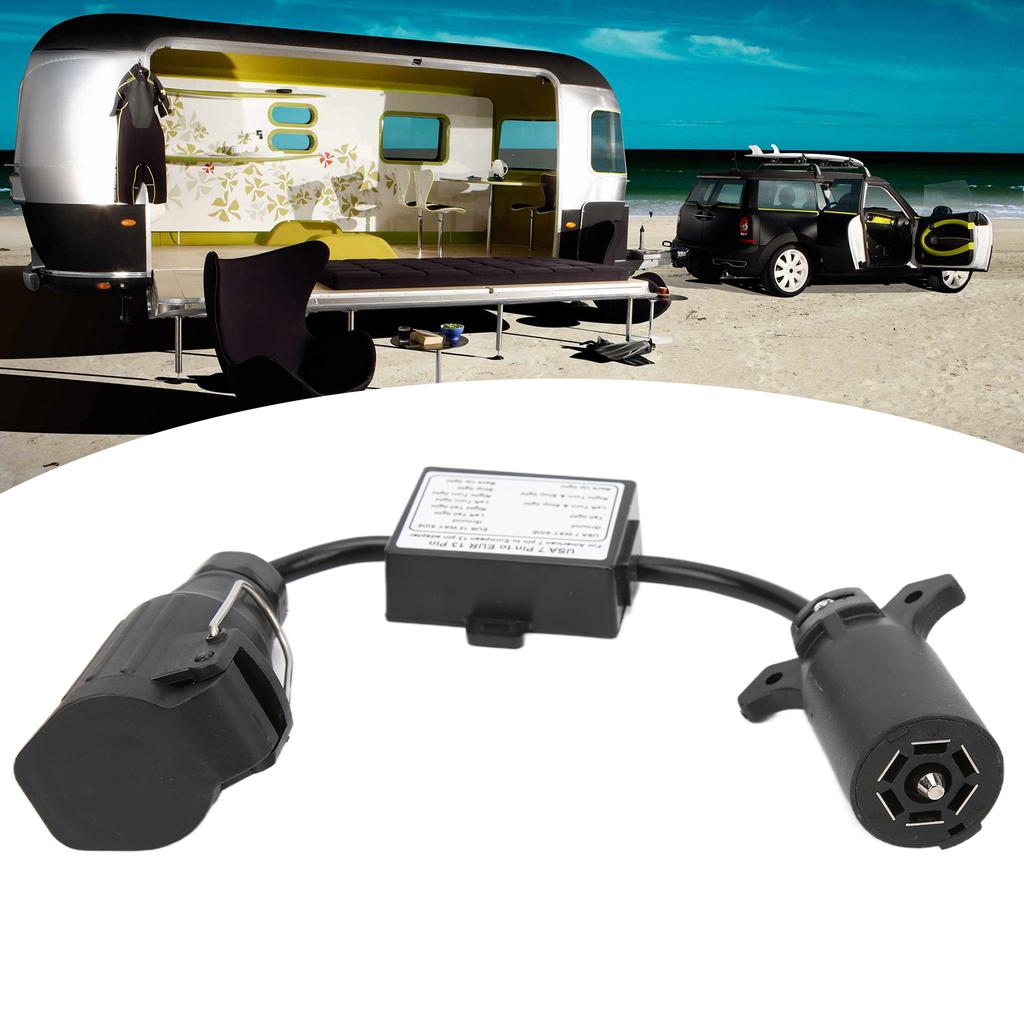 Plastic Car Connector US Vehicle 7 Way Blade Connector to European 13 Pin Round Connctor for Car and Truck Trailer Connector