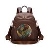 Chinese Style Embroidered Elephant Convertible Backpack For Women Large Capacity Travel Bag