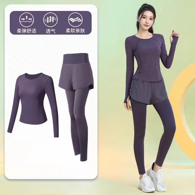 Back Pocket Mobile Phone Running Sports Suit Women's Autumn Quick-drying Fitness Top High-end Yoga Clothes Long Sleeves