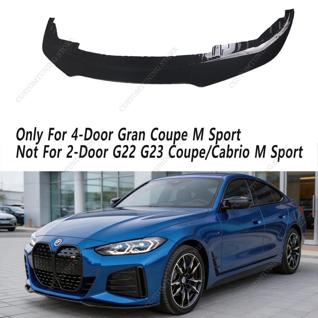 MP OEM Stil Glänzend Schwarz Frontstoßstange Lippe Splitter Spoiler für BMW G26 i4 M50 M60 M Sport 4-türiges Gran Coupe 2021-2026 Tuning