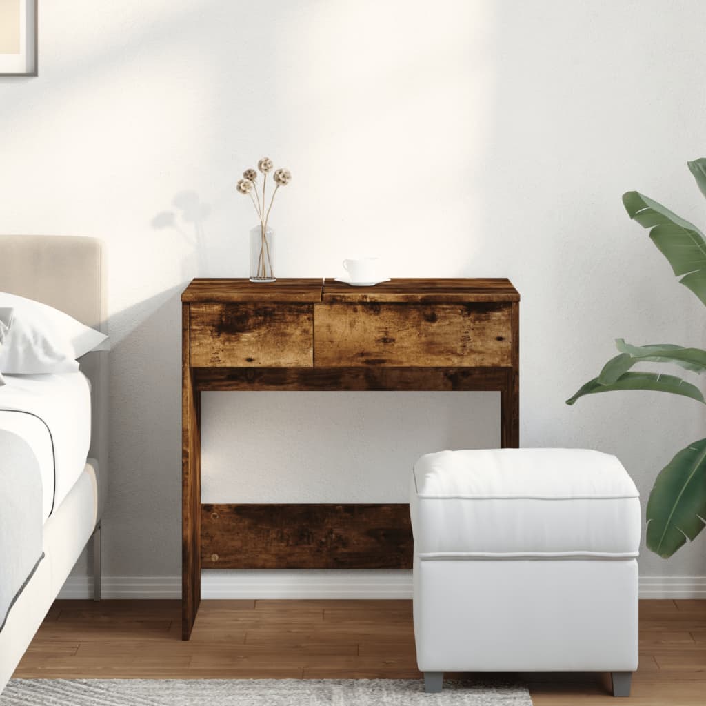 Makeup Table with Mirror Smoked Oak 28.7 x 18.3 x 47.2 in (73 x 46.5 x 120 cm)