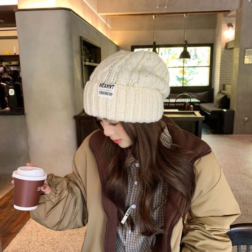 Pattern Letter Women Knit Hat With Acrylic Material And Wind Features Resistant