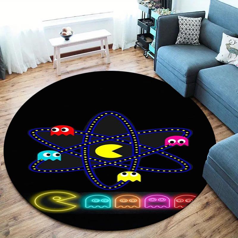 Pac-Man Round Area Rug,Carpet Rug for Living Room Bedroom Sofa Playroom Decor,Non-slip Floor Mat
