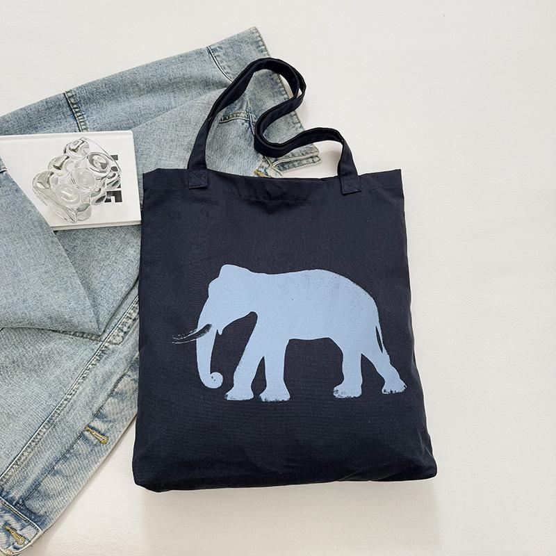 

New canvas bag elephant large capacity versatile loose shoulder bag shopping bag environmental protection bag tote bag синий