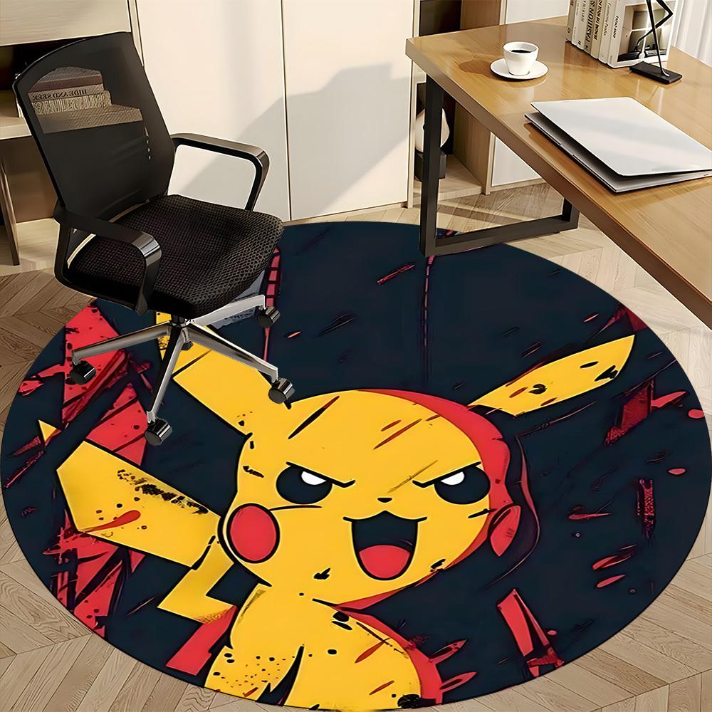 1pc Pikachu Electric Office Round Area Rug, Indoor Mat Suitable For Office, Bedroom Living Room Home Decor, Room Deco, Offic A0928201