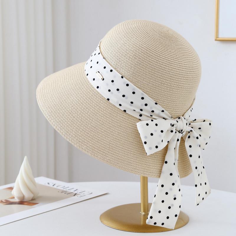 French-Style Wide-Brimmed Sunhat Bucket Hat Women with Summer Bow for Seaside Outings Summer Bow Beach Hats