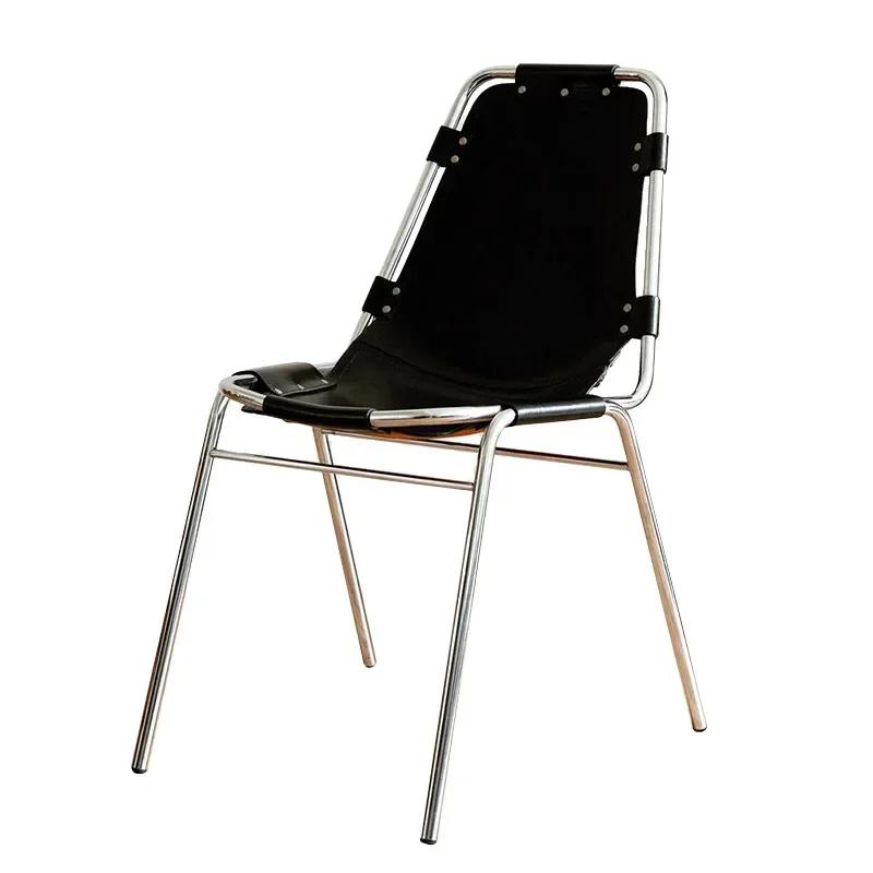 Medieval Italian First Layer Leather Ins Dining Chair Industrial Style Design Backrest Guest House Vintage Chair