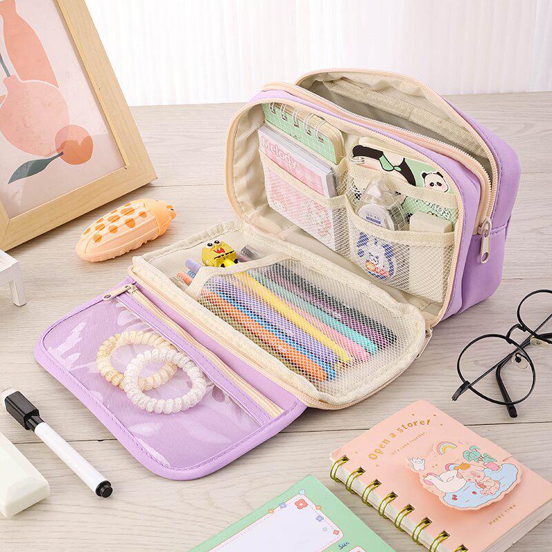 Nine-Layer Transparent Panda Pencil Case - Stylish and Practical Stationery Bag for Students