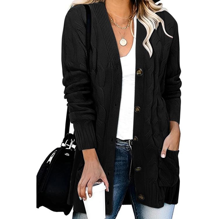 Women Solid Color Knit Cardigan Breasted Single Sweater Jacket Coat Casual
