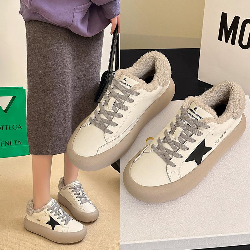 

Корейская версия Star Shoes, женская зимняя новая повседневная модная тенденция, нескользящая износостойкая бархатная теплая обувь, женская обувь