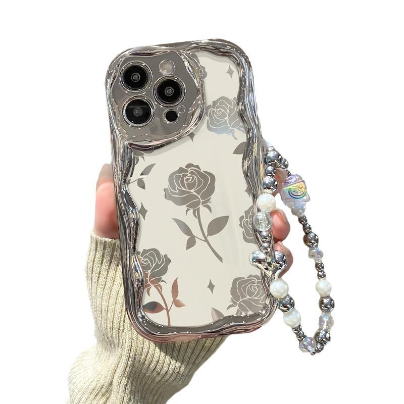 Hohle Rosenkette Geeignet für Apple 15promax Handyhülle Iphone14/13 Versilbert 11/12 Vollpaket
