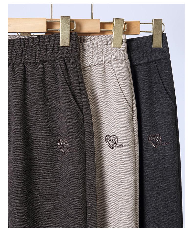 Mom's Wool Casual Pants: High-Waist, Loose-Fit, Plus-Size for Autumn/Winter