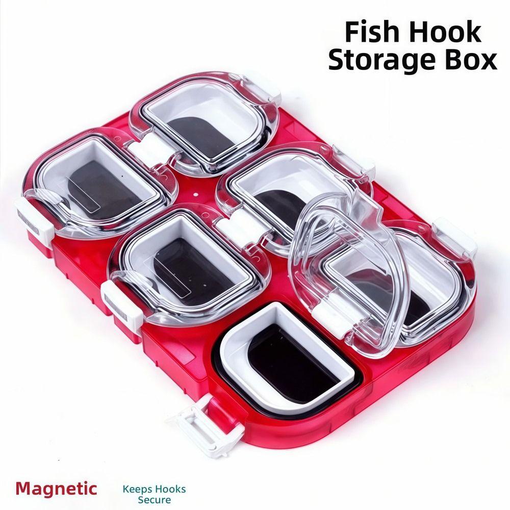 Waterproof Fishing Gear Accessory Box Red Fish Hook Storage Box Outdoor Fishing