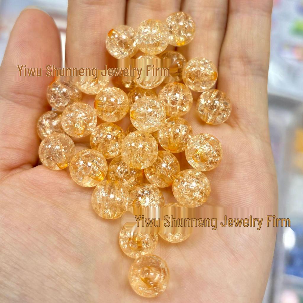 Transparent Cracked Acrylic Beads for DIY Jewelry - Round Loose Beads for Bracelets & Pendants