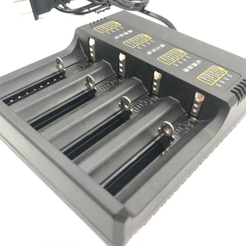 Battery Charger Adapter 4-Channel Charging Station for 4.2V 18650/26650/21700 with Overcharge Prevention LED Light