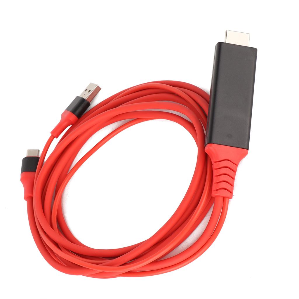 TypeC to High Definition Multimedia Interface Adapter Cable USB 3.1 Phone to TV Charging Wire(Red )