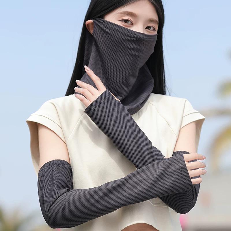 2026 New Model Sun Protection Face Mask for Women, Full Face Coverage, Cycling Sports Ear-Hanging Headscarf, Neck Protection, Ice Silk Scarf Veil