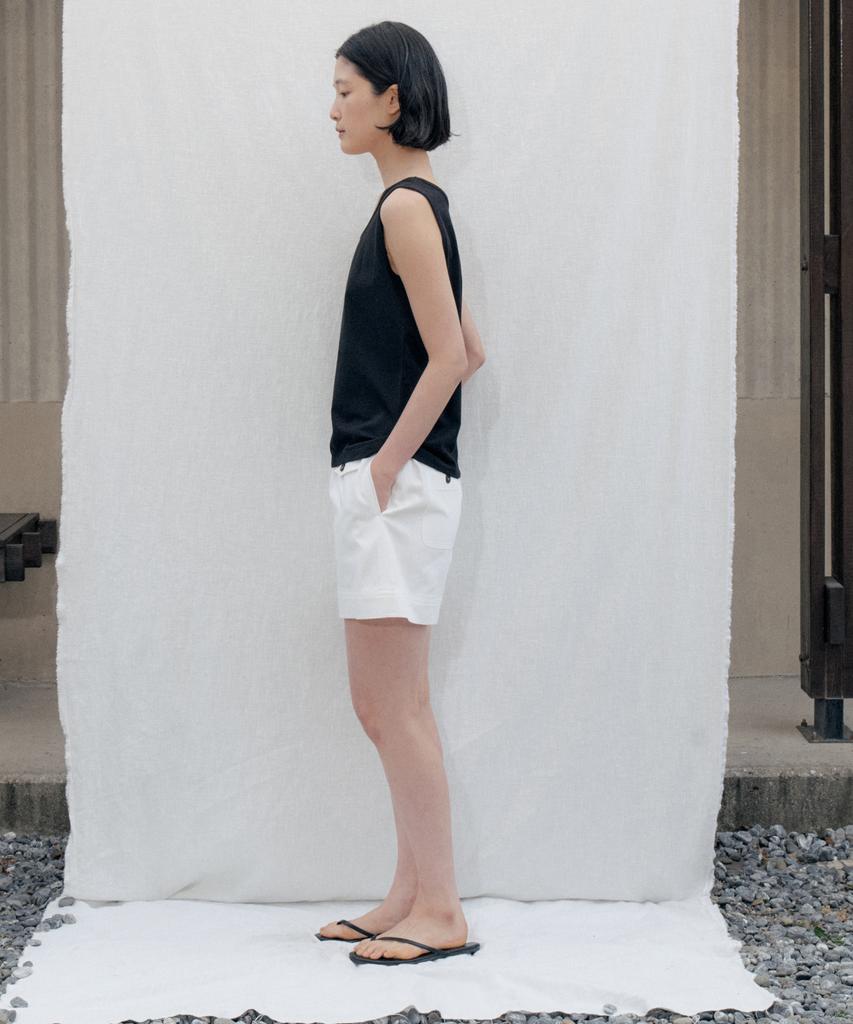 STEP AROUND Soft Cotton Pocket Banding Shorts_White