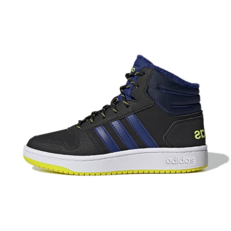 Adidas Neo Hoops 2.0 Durable Shock Absorption Mid-Top Basketball Shoes Kids Sneakers Blue Black GZ7797