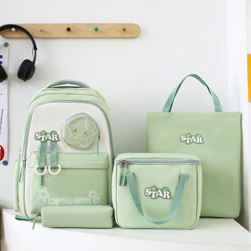 Backpack for Primary and Secondary School Students' School Bag New Fashionable and Trendy Insulated Meal Bag Large Capacity Four Piece Set