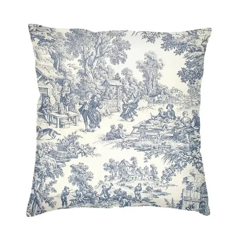 Toile De Jouy Sepia Vintage Pařížský Umělecký Design Čtvercový Povlak na Dekorační Polštář D Oboustranný Tisk Potah na Polštář pro Pohovku