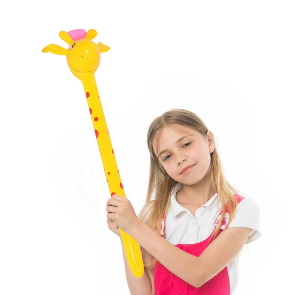 2Pcs Inflatable Animal Head Toys Jungle Balloon Sticks Blow Up Giraffe Frog Hammer Toy Balloons Accessories Child Play Party Fun