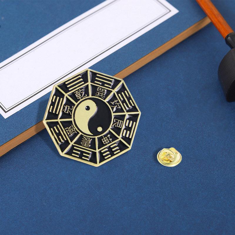 Классический китайский стиль черно-белая серия Багуа Тайцзи сплав значок-брошь пряжка креативный аксессуар-пряжка с карпом