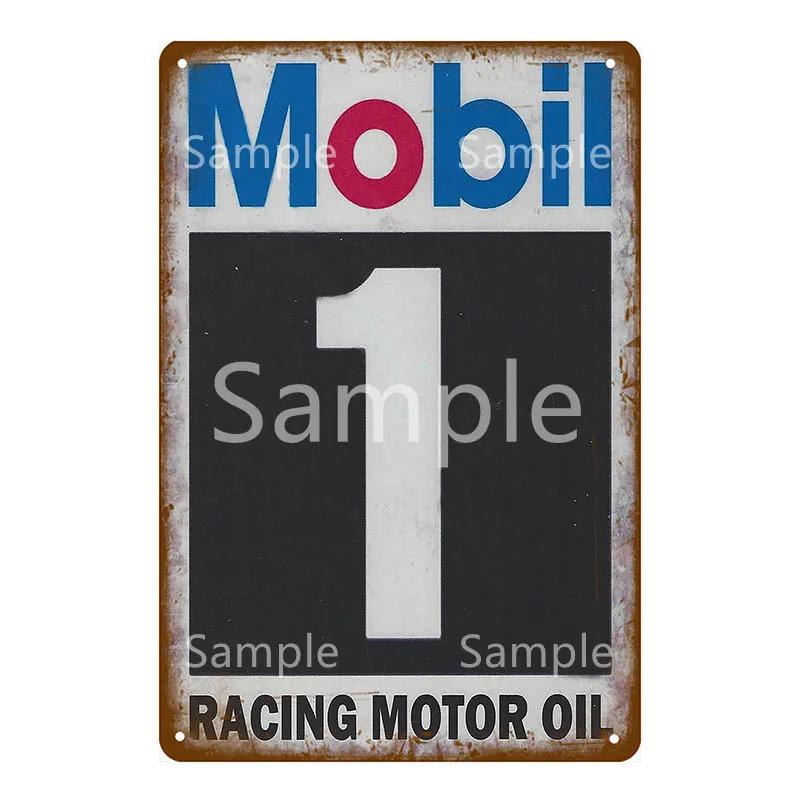 Mobil 1 Racing Motor Oil Vintage Plaque Tin Sign Rocket Metal Sign Wall Decor For Garage Car Shop Plate Race Fuel Poster YK065
