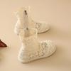 2025 Botas Huecas para Mujer Zapatos de Malla Transpirables Verano Tobillo Femenino Botas de Punto Planas Cremallera Punta Redonda Calzado Liso