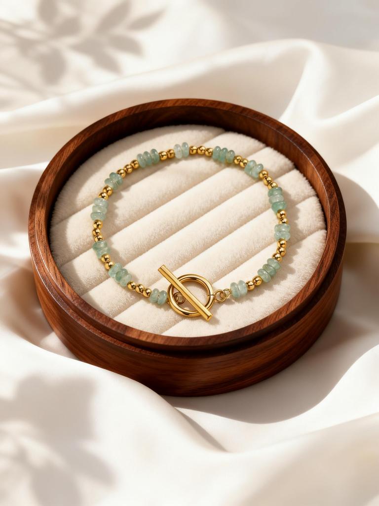 Boho Natural Stone Beaded Bracelet for Women Toggle Clasp Crystal Bead Chain Bracelet Chic Design Stainless Steel Jewelry Gift