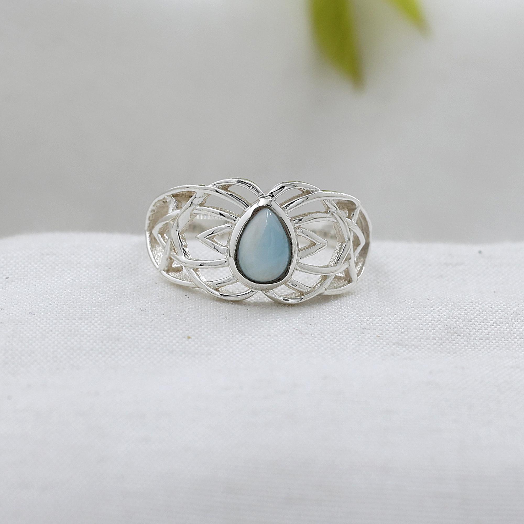 

Серебряное кольцо с ларимаром, Женские украшения, Ювелирные изделия ручной работы из стерлингового серебра 925 пробы, Подарок для нее Ar8920 11 синий