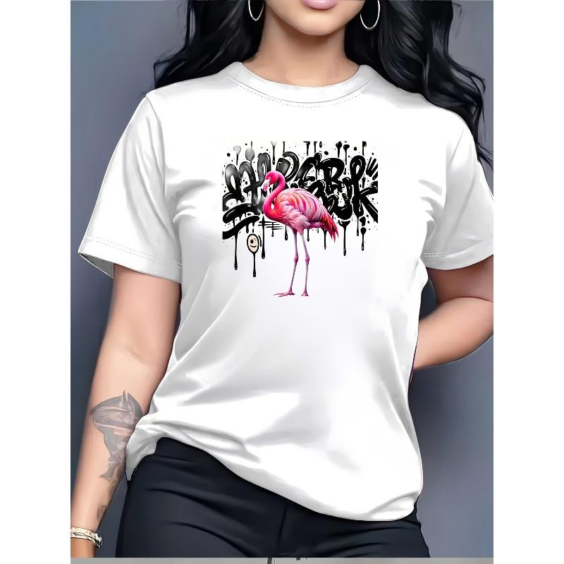 180g Trendy Flamingo Graffiti T-Shirt - Perfect Gift for Summer Festivals, Family Outings, and Company Team Building | Comfortable Fit, S