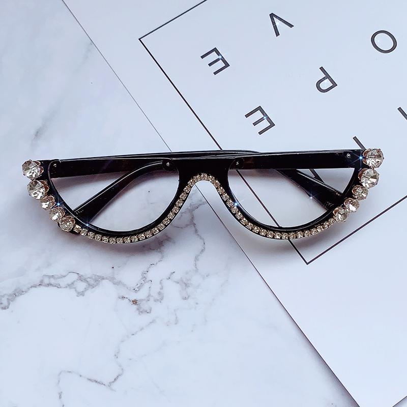 Diamant-Cat-Eye-Sonnenbrille für Damen, 2020, halbrandlose Sonnenbrille, Luxusmarke, Designer, Kristallrahmen, Strass-Brille