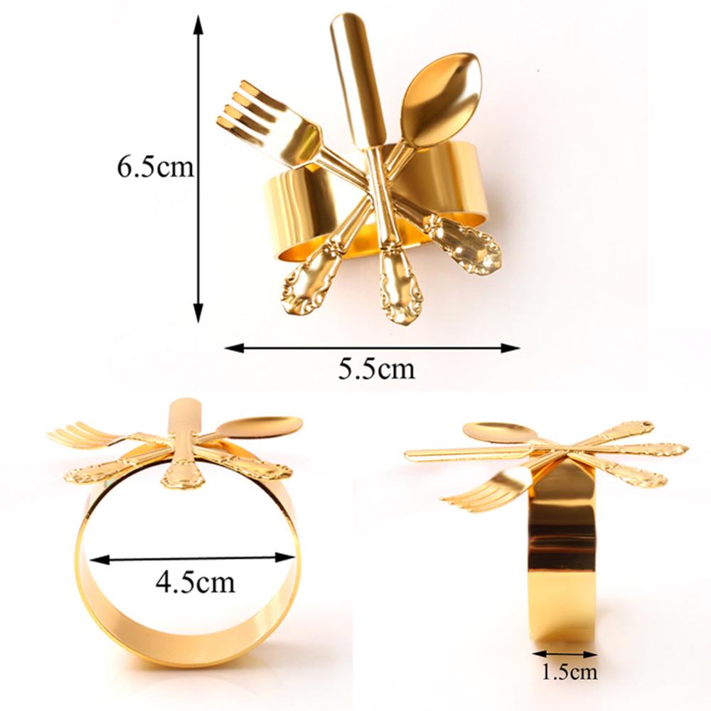 6pcs Western Style Knife Fork Spoon Napkin Buckle Napkin Ring Creative Napkin Rings Cloth Ring Towel Dining Table Home Decor New