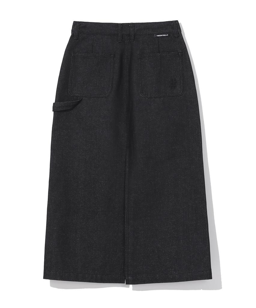 BEENTRILL Sunday Fatigue Denim Long Skirt (Black)