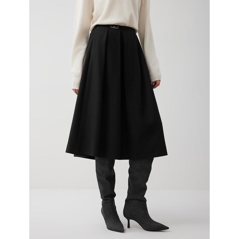 ELLE Black Brushed A-line Drape Skirt