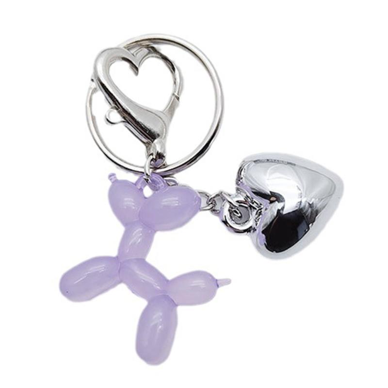 Sweet Balloon Dog Pendant Keychain Unique Heart Keyring for Phones Heart Backpack Pendant Keychain Car Keyholder Decor 1 фиолетовый