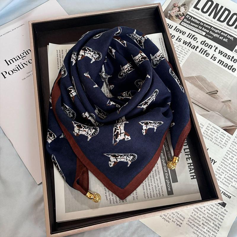 1PC Neck Scarf Versatile Painted Pattern Gift Silk Scarf High-End Magnetic Closure Elegant Accessories French Style Multi-Color